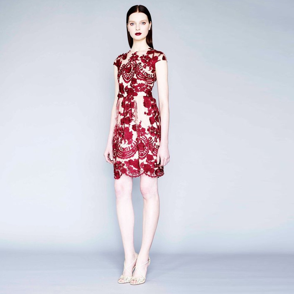 MARCHESA NOTTE Mena Floral Print Knee Length Dress Size 6